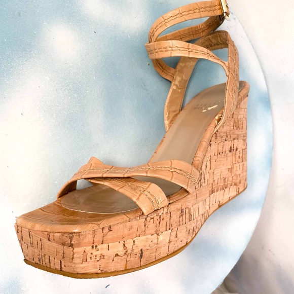 Stuart Weitzman platform cork wedge sandals - Picture 2 of 10